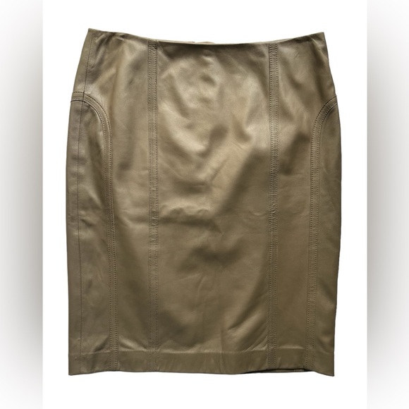 Etcetera Luxe Soft Leather Taupe Skirt - Picture 1 of 8